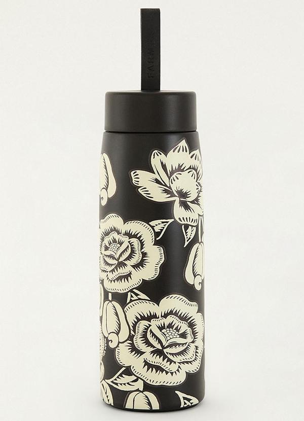 Garrafa que Sede 750 Ml Floral Caju Preto