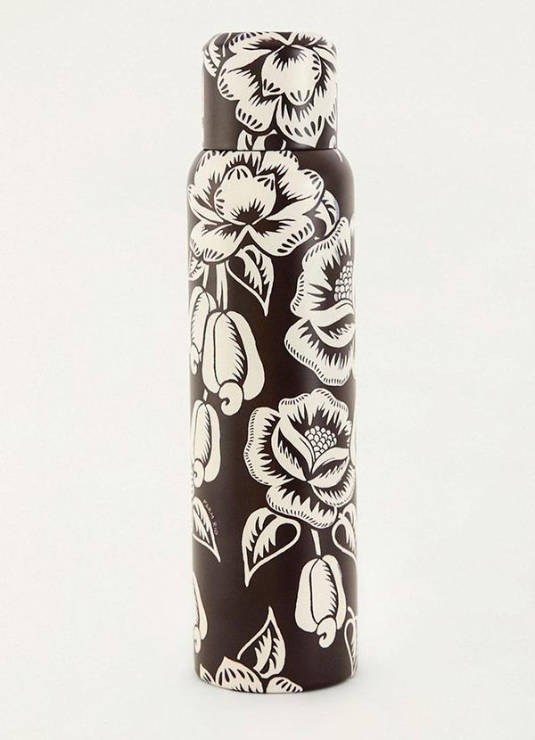 Garrafa Térmica de Café Floral Caju Preto