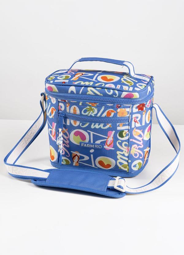 Mini Cooler Farofa Tipográfico Azul