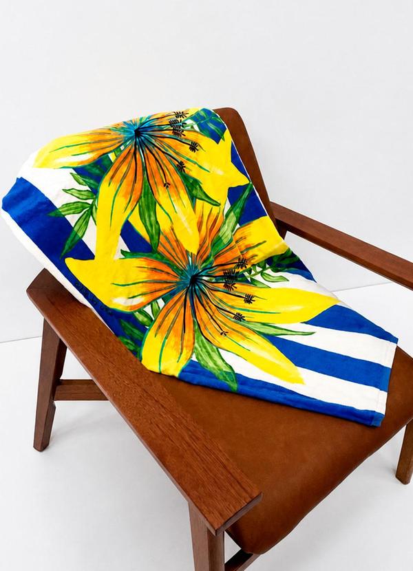 Toalha Chamego Listrado Sonhador Flor Azul