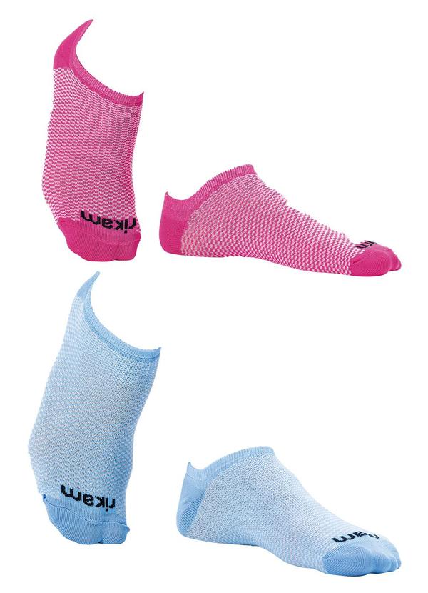 Kit com 2 Meias Azul e Rosa em Poliamida