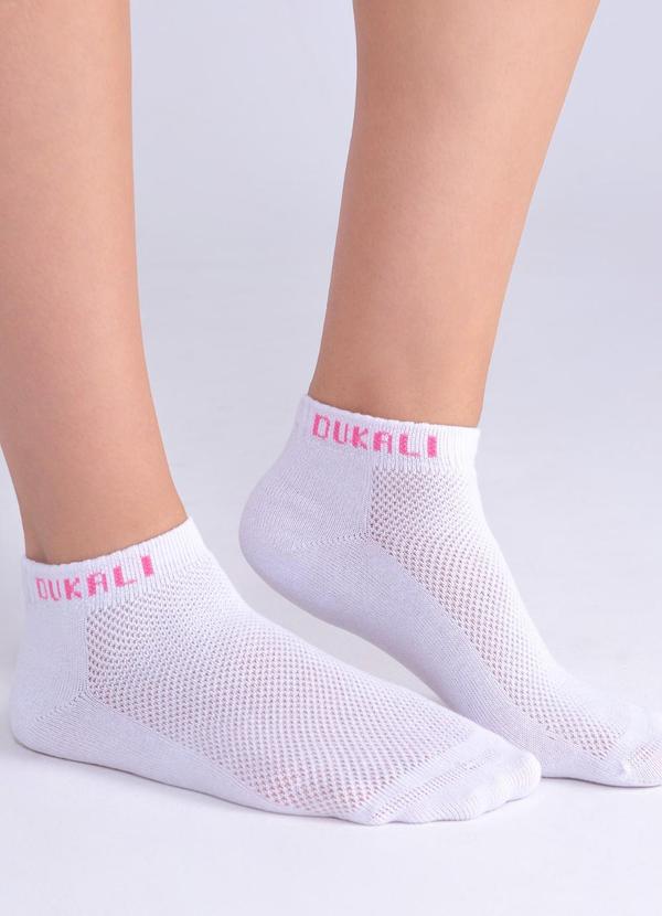 Vista 2 Meia Sapatilha Feminina Branco Dukali Dukali