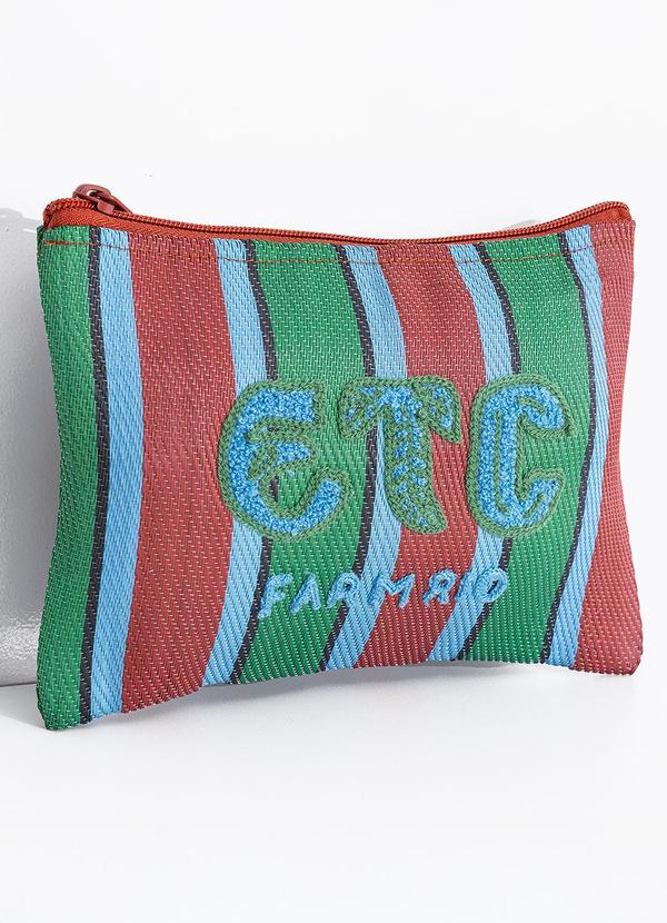 Necessaire Flat Rafia Multicolor Azul