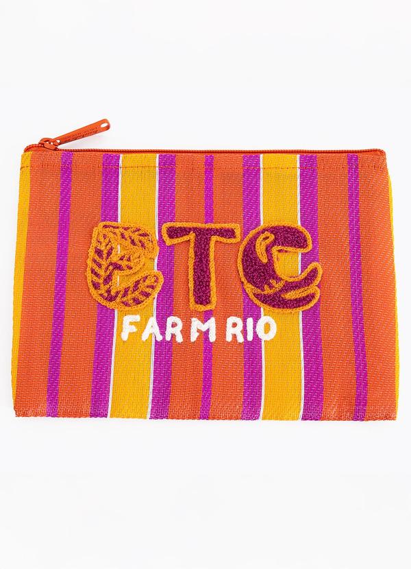 Necessaire Flat Rafia Multicolor Laranja