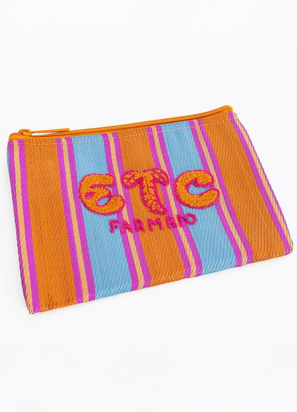 Necessaire Flat Rafia Multicolor Laranja