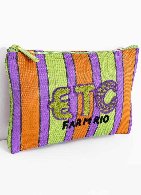 Necessaire Flat Rafia Multicolor Verde