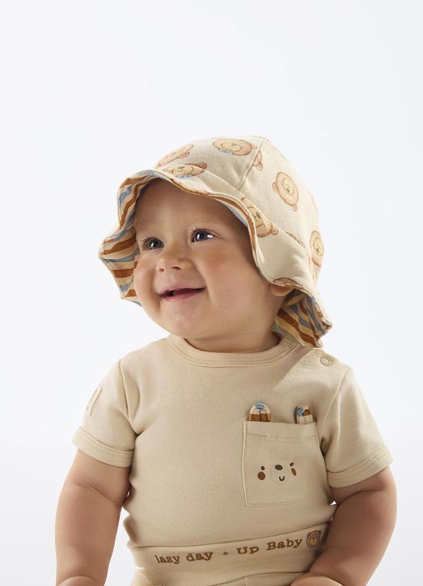 Bucket Hat Dupla Face Unissex Bebê Bege