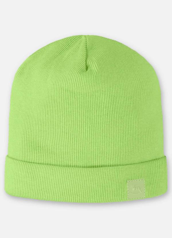 Gorro em Ribana Unissex para Bebê Verde