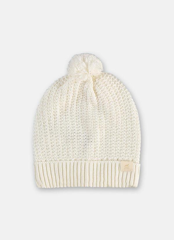 Gorro Unissex Infantil com Pompom Branco