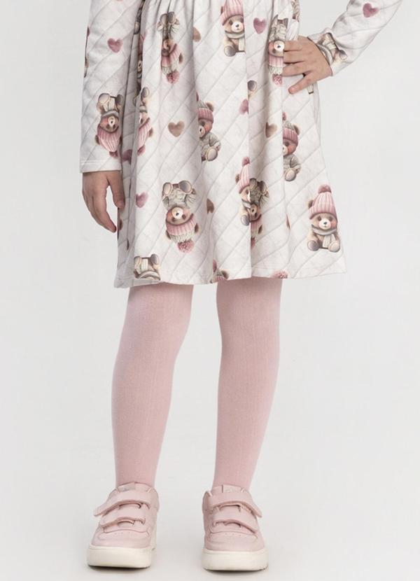 Vista 2 Meia Calça Infantil Lisa Menina Rosa Alakazoo Alakazoo