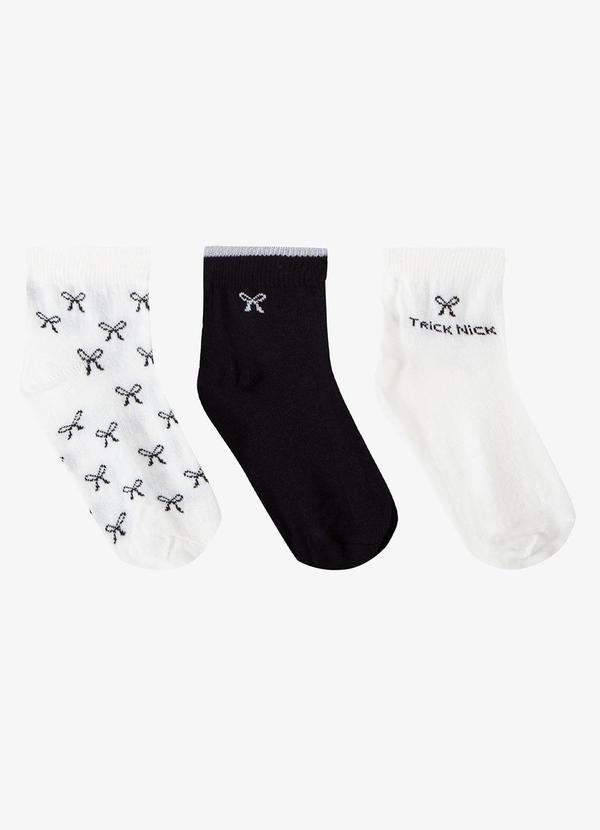 Kit 3 pares de Meia Cano Curto Infantil Preto