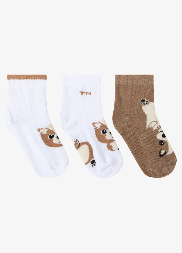 Kit 3 pares de Meia Cano Curto Infantil Branco