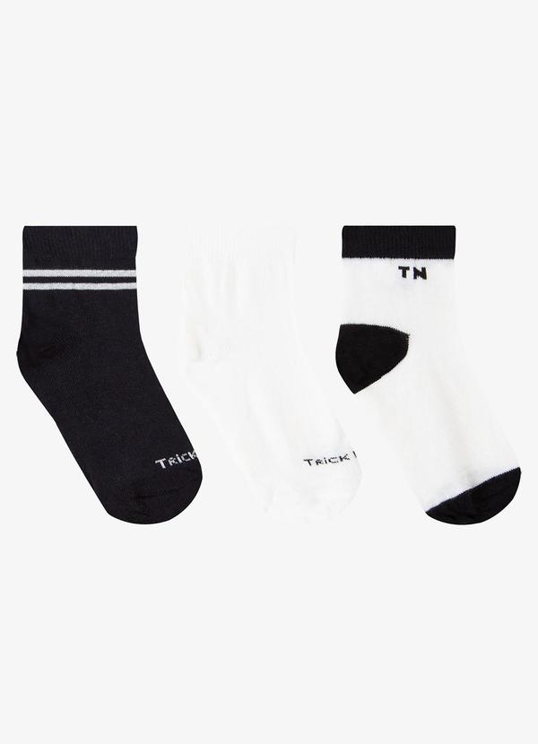 Kit 3 pares de Meia Cano Curto Infantil Preto
