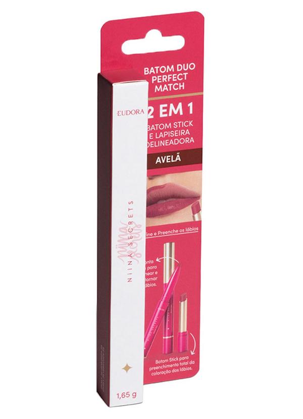 Vista 2 Batom Duo Perfect Match Avelã 1,65g Niina Secrets Niina Secrets