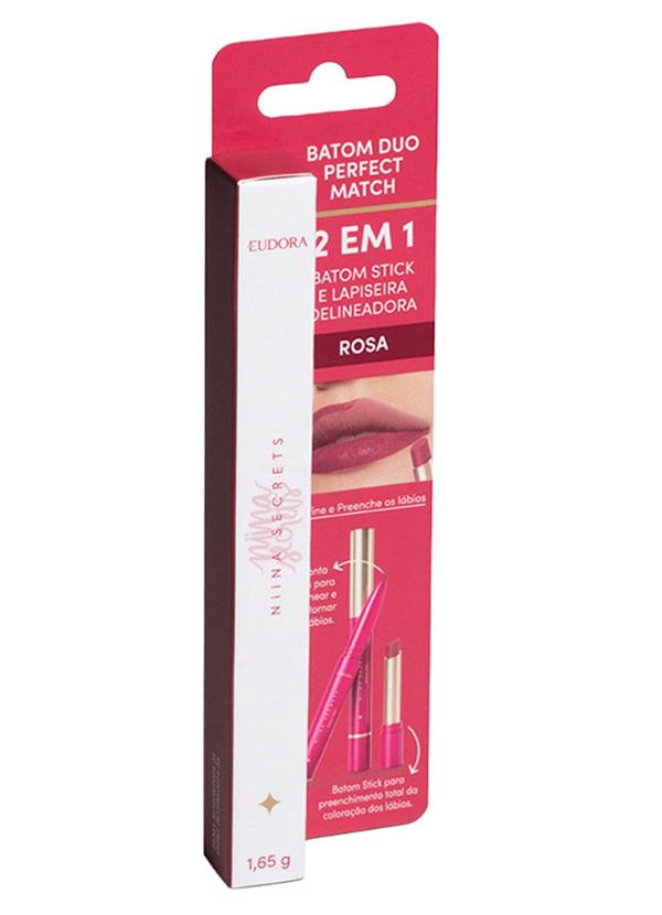 Vista 2 Batom Duo Perfect Match Rosa - 1,65g Niina Secrets Niina Secrets
