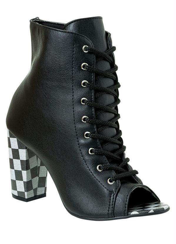 Ankle Boot Xadrez em Sintético