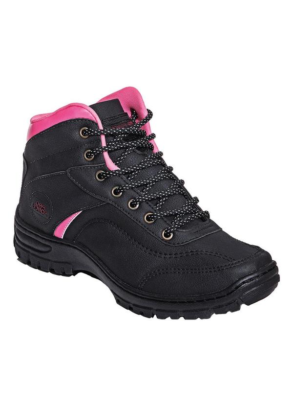 Bota Feminina Adventure Preta com Detalhe Pink