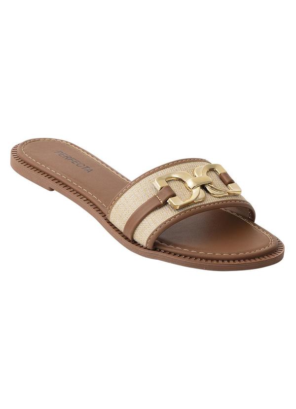 Chinelo Caramelo com Adereço Dourado