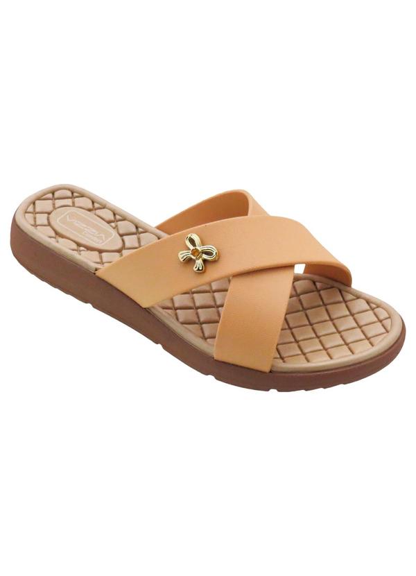 Vista 2 Chinelo Damasco com Tiras Transpassados Perfecta Perfecta