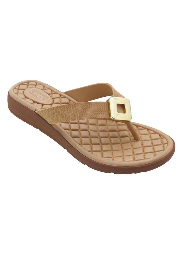 Vista 2 Chinelo Havana com Adereço Dourado Perfecta Perfecta