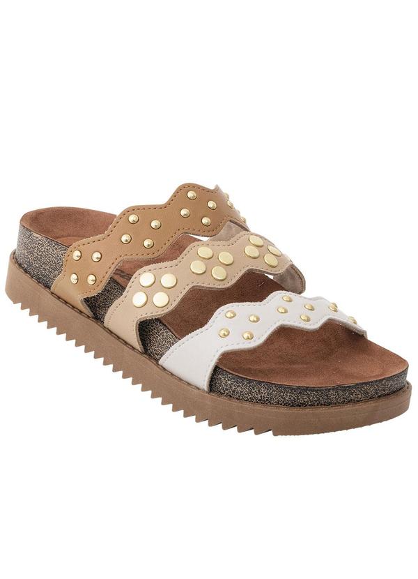 Chinelo Moleca Camel com Enfeite Dourado