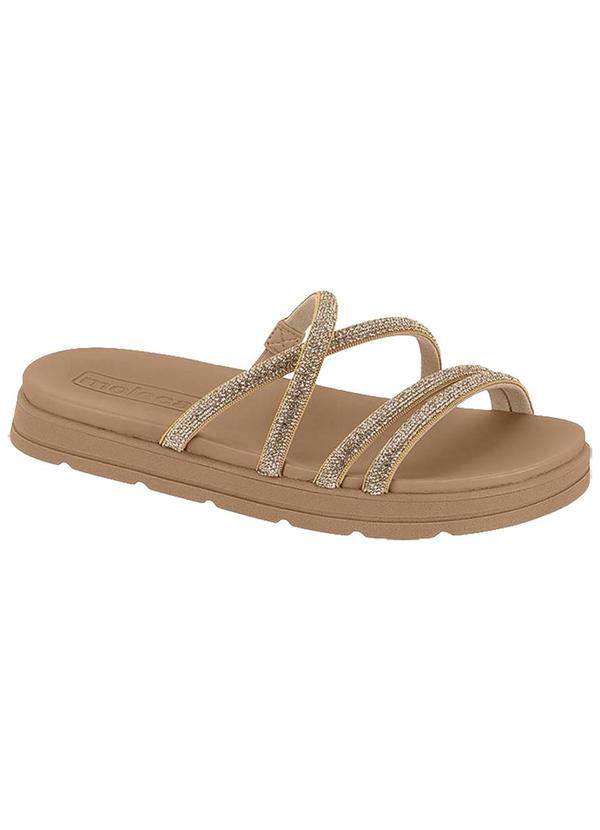 Chinelo Moleca Creme com Strass