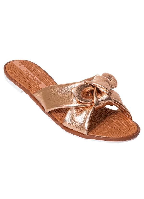 Chinelo Moleca Ouro Rosa em Sintético Metalizado