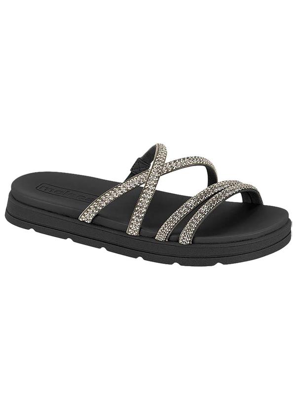 Vista 2 Chinelo Moleca Preto com Detalhe de Strass MOLECA
