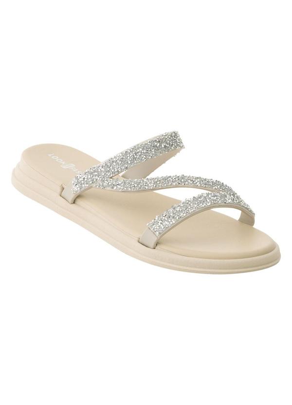 Chinelo Off White com Aplicação de Strass