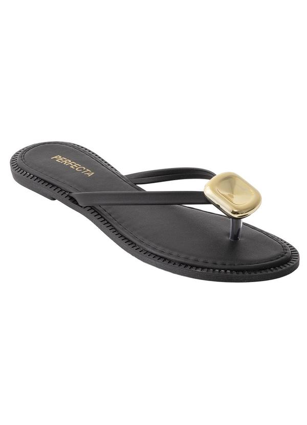Chinelo Preto com Adereço Dourado