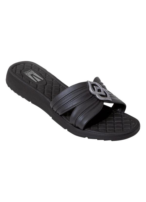 Chinelo Preto com Enfeite no Cabedal