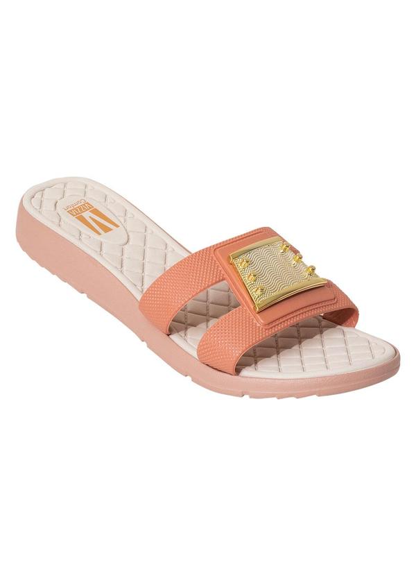 Chinelo Salmão com Adereço Dourado
