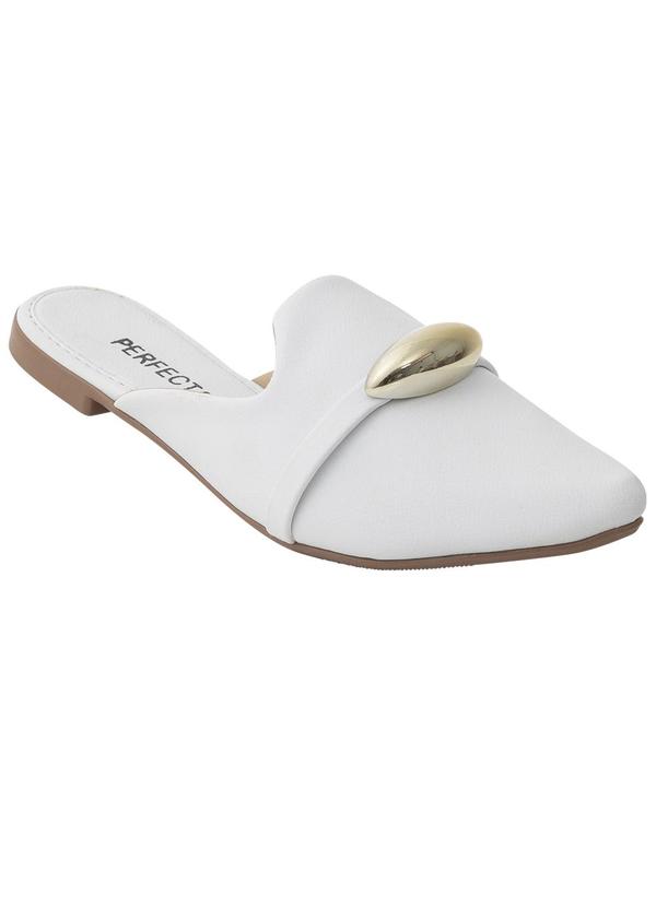 Mule Branco com Adereço Dourado