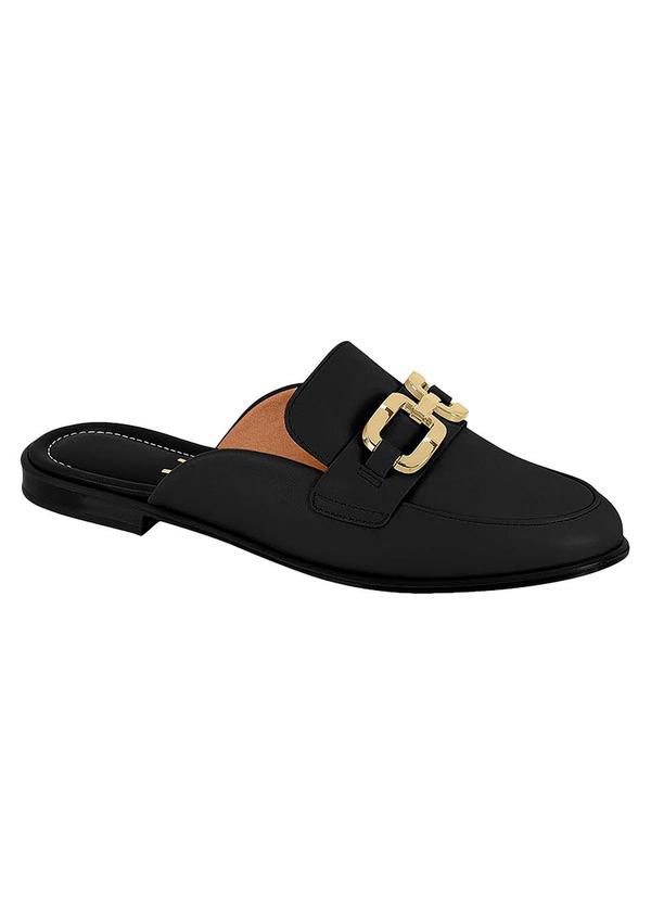 Mule Vizzano Preto com Adereço Dourado