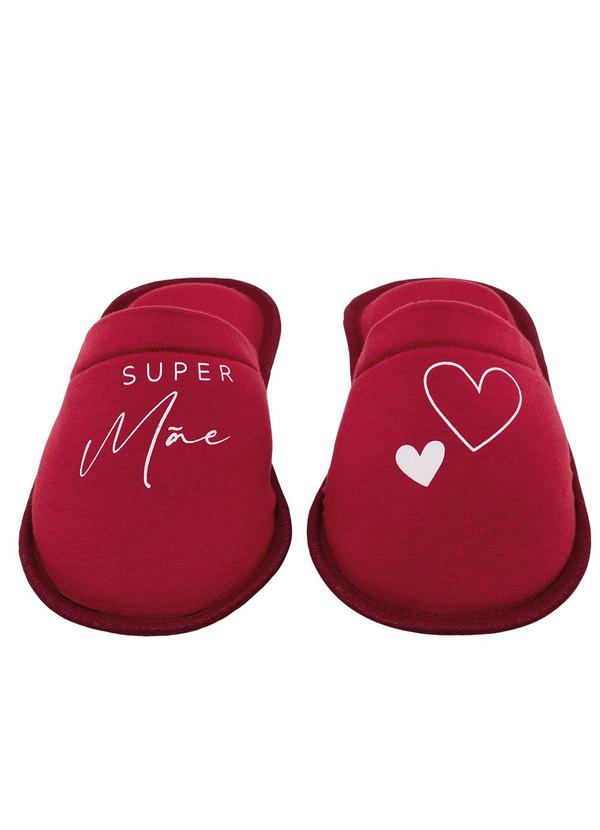 Chinelo Pantufa Mãe Vermelho em Tecido