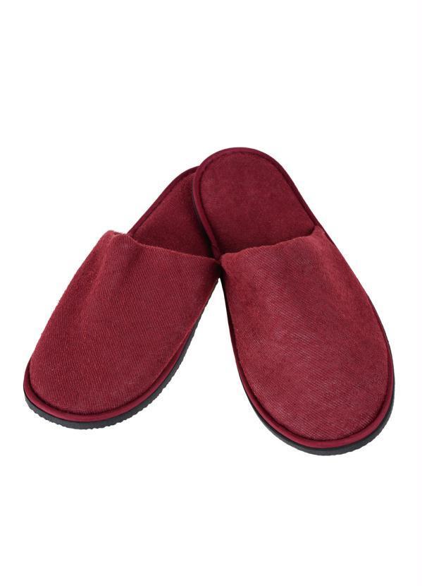 Vista 2 Pantufa Feminina em Plush Bene Casa Vermelho