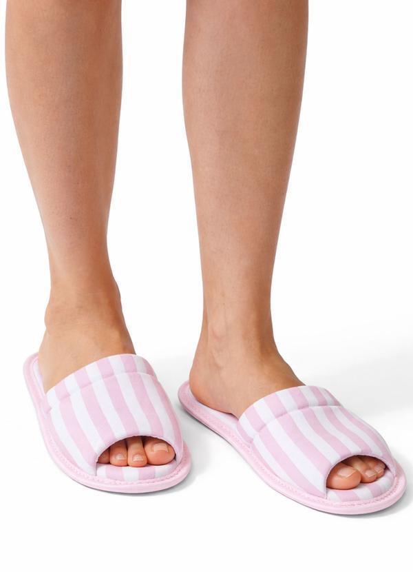 Pantufa Feminina Listrado Rosa