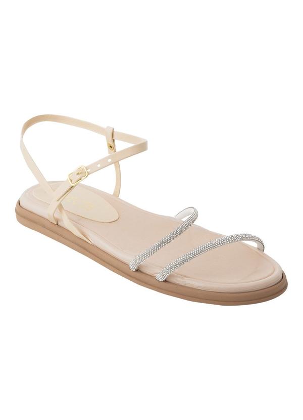 Sandália Papete Off White com Detalhe em Strass