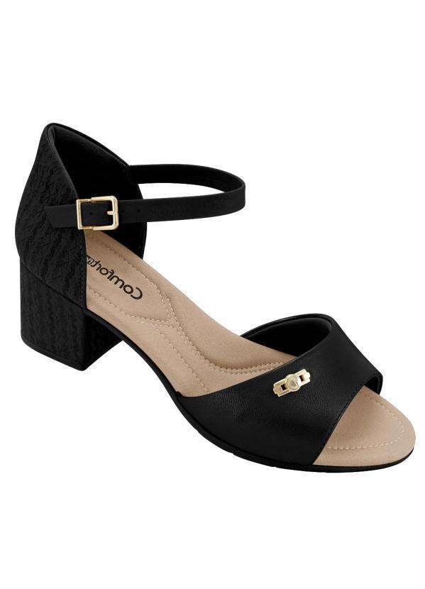 Sandalia Comfortflex Preto Traseira Fechada