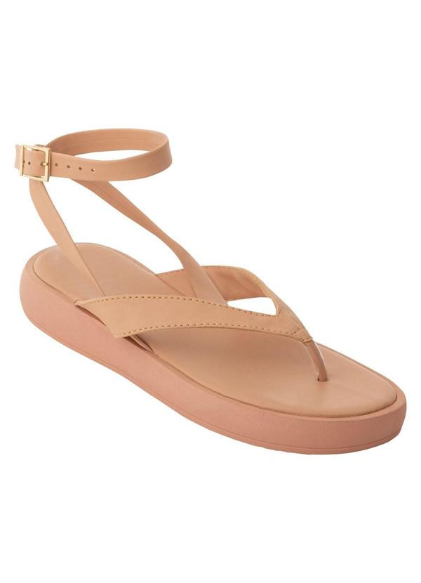 Sandália Flat Nude em Sintético