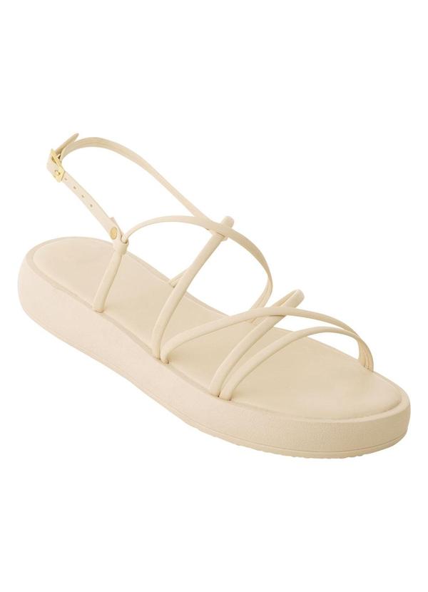 Sandália Flat Off White em Sintético