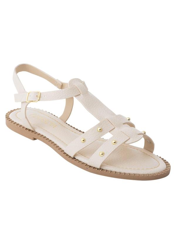 Sandália Rasteira Off White com Tachas