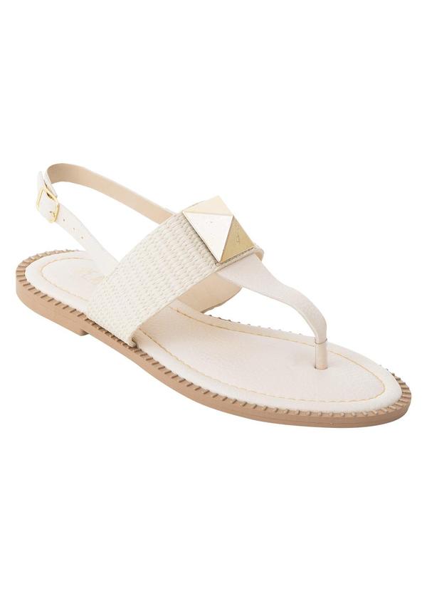 Sandália Rasteira Off White em Sintético