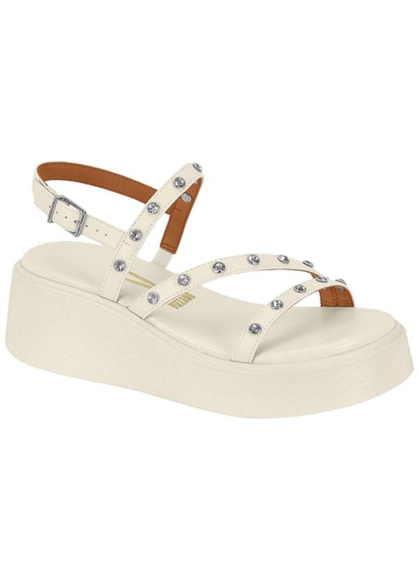Sandália Vizzano Branco com Detalhes Dourados