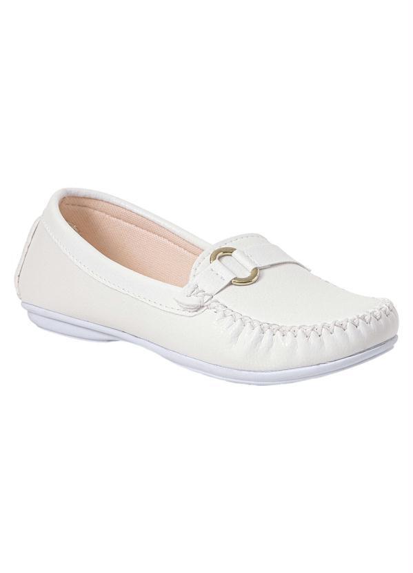 Mocassim Branco em Sintético