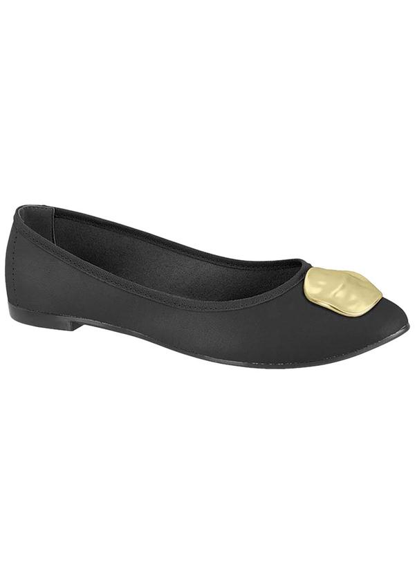 Vista 2 Sapatilha Moleca Preto com Adereço Dourado MOLECA