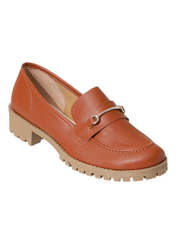 Mocassim Caramelo com Detalhe Dourado