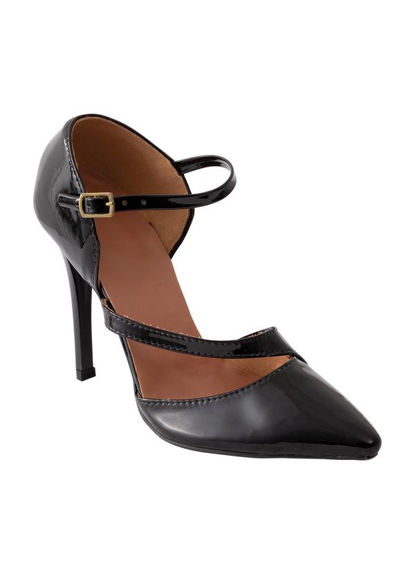 Scarpin Preto em Sintético Verniz