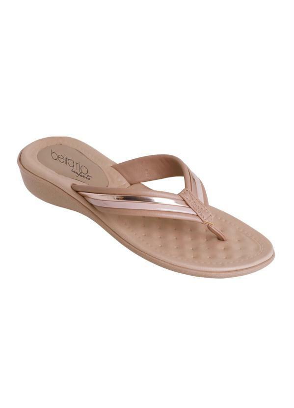 Tamanco Beira Rio Nude com Detalhe Dourado