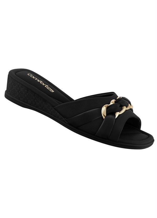 Tamanco Comfortflex Preto em Sintético